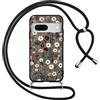 Xylota Cover Cordino per Google Pixel 7 5G, Aesthetic Fiori Disegni Custodia con Corda Collana Tracolla Laccio, Ultra Sottile Silicone Morbido TPU Bumper Antiurto Protettiva Case, Nero
