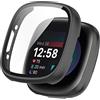 TINGYR Cover per Fitbit sense2, PC + Vetro Temperato per Proteggere lo Schermo, Anticaduta, Durevole Cassa Dell'orologio All-Inclusive per Fitbit sense2.(Nero)