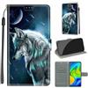 KENHONER Custodia per Xiaomi Redmi Note 9, Lupo | Portafoglio Pelle PU, Magnetica, Resistente Agli Urti, Scomparto Carte Credito, Pieghevole, Flip Libro, Motivo