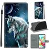 KENHONER Custodia per Samsung Galaxy A71, Lupo | Portafoglio Pelle PU, Magnetica, Resistente Agli Urti, Scomparto Carte Credito, Pieghevole, Flip Libro, Motivo