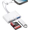Aplimln Lettore di Schede SD per iPhone, USB C Lightning Adattatore Scheda SD per SD/Micro SD, SD Card Reader for iPhone, Lettore Schede Memoria per iPhone 16 15 14 13 /iPad/Mac/Android