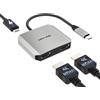 WAVLINK Adattatore HDMI, splitter da USB C a doppio HDMI, doppio HDMI 4K a 60 Hz, 100 W PD, compatibile solo con Dell XPS/HP/Lenovo/Surface/Type C laptop/sistema Windows