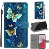 KENHONER Custodia per Samsung Galaxy A14 5G/4G, Farfalla | Portafoglio Pelle PU, Magnetica, Resistente Agli Urti, Scomparto Carte Credito, Pieghevole, Flip Libro, Motivo