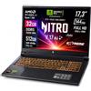 Acer Notebook Gaming Nitro V17 Ai, Ryzen7 260, Ram 32Gb ddr5, SSD da 512 Gb, Display 17,3 FHD da 144Hz, NVIDIA GeForce RTX 5060 8Gb GDDR7, Wi-Fi 6e, Thunderbolt 4.0, Ready to use