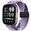 GIOPUEY Cinturini Magnetica Compatibile con Amazfit Bip Max, Cinturino in Morbido Nylon Intrecciato [Unisex] [Traspirante] - Purple/White