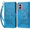 KENHONER Custodia per Motorola Moto G24/G04/G04S Cover, Blu | Portafoglio in Pelle PU Retro, Antiurto Flip, Slot per Schede, Funzione Stand, Chiusura Magnetica