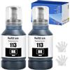 SHUOLEI 113 Inchiostro Compatibile con Epson 113 Flaconi di Inchiostro Multipack per ET-5150 ET5150 ET-5170 ET-16650 ET-16600 ET-16150 ET-15000 ET-5100 ET-5160 ET-5800 Pro ET-5850 (Nero x 2)