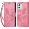 KENHONER Custodia per Motorola Moto G54 5G Cover, Rosa | Portafoglio in Pelle PU Retro, Antiurto Flip, Slot per Schede, Funzione Stand, Chiusura Magnetica