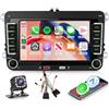 Hodozzy Autoradio per VW Passat Golf Seat Altea Skoda Octavia con Wireless Carplay Android Auto, Touchscreen da 7 pollici con Bluetooth/RDS FM/GPS/USB/SWC/EQ/Mirror Link,Telecamera Posteriore