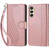 KENHONER Custodia per Samsung Galaxy A25 5G Cover, Oro rosa | Portafoglio in Pelle PU Retro, Antiurto Flip, Slot per Schede, Funzione Stand, Chiusura Magnetica