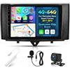 ETLFUCyber Autoradio Qualcomm 8 Core 4G+64G per Mercedes Benz Smart Fortwo 2011-2015 con Wireless CarPlay Android Auto e WiFi Portatile, Android 15 9 pollici con GPS, Bluetooth 5.1, FM/RDS, DSP