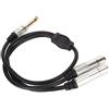 BONKZEBU Cavo Splitter Stereo da 1/4 Pollici Resistente e Durevole Placcato in Oro per Amplificatori, Chitarre, Home Theater, Guscio in Lega di Alluminio da 6,35 Mm Mono Maschio a Doppio Jack