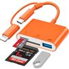 Ticenpe Lettore di schede SD con Lightning e USB-C, lettore per SD Micro SD USB 3.0 | [Apple MFi Certified] Adattatore per schede SD per iPhone 16 15/iPad/MacBook/Galaxy/Laptop