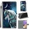 KENHONER Custodia per Samsung Galaxy A32 5G, Lupo | Portafoglio Pelle PU, Magnetica, Resistente Agli Urti, Scomparto Carte Credito, Pieghevole, Flip Libro, Motivo