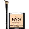 NYX Professional Makeup Fondotinta in Polvere Can't Stop Won't Stop 02 Light Opacizzante e Matificante + Pennello Viso Total Control Drop con Setole Angolate - Set da 2