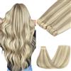 GOO GOO Extension Capelli Veri Biadesivo, Extension Biadesive Capelli Veri, 50cm-100g, 17A/60A Biondo cenere con riflessi biondo platino