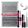 FADVAN Ciglia Finte Ciuffetti Naturali D Curl - 4PCS Ciglia Extension Kits con Bond Seal Remover e Pinzette - 20D+40D Lash Clusters - Ciuffetti Ciglia(0.07mm,Mix 9-16mm)