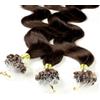 Hair2Heart 25 x 0.5g Microring Loop Extension Capelli Veri - 50cm - Ondulato, Colore #4 marrone cioccolato