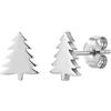 bySantana Orecchini a Bottone Albero di Natale Donna Acciaio Inossidabile Argento