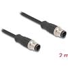 DELOCK M12 Kabel D-kodiert 4 Pin Stecker zu Stecker PVC 2 m