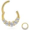 Lantine Anello da naso a cerchio in acciaio chirurgico 316L da 16 G, con zirconia cubica, piercing per setto nasale con zirconia cubica, 8 mm, 10 mm, piercing per setto nasale, conchiglia, trago