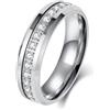 Epinki Anello Uomo Tungsteno 6mm, Zirconi Rotondi Bianchi Argento Anelli Matrimonio Fedi Nuziali Fidanzamento Gioielli Misura 20