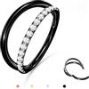 BodyBonita Doppio Piercing Naso Anello - Nero 316L Acciaio Chirurgico Septum Piercing Clicker 16G Monolaterale CZ Conch Jewellery Cartilagine Nostril Orecchino Naso Helix Rook Trago 8 mm