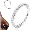 BodyBonita G23 CZ Titanio Piercing Naso - 20G/18G/16G/14G Anelli per Setto Nasale Cerchio Clicker Cartilagine Orecchino per Donna Elica Rook Trago Conch Piercing Gioielli Anello Daith Argento/Oro