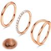 BodyBonita 3 Pezzi Piercing Naso Cerchio - Acciaio Chirurgico 316L 16G CZ Nostril Piercing Septum Daith Trago Helix Orecchino Cartilagine Elice Setto Rook Conch Piercing Naso Anello Oro Rosa 7mm