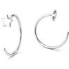 BodyBonita Orecchini Cerchio Donna Argento 925 Ipoallergenici, Semiaperto Huggie Orecchini Piccoli Set Argento Lobo Piercing