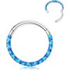 BodyBonita Anelli da Piercing Naso a Cerchio Con Cerniera Fronte Blu Opale - 18G Acciaio Chirurgico 316L Anelli per Setto per Donne Conch Elica Daith Piercing 8mm Argento