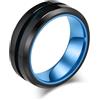 Epinki Fedine in Acciaio Inossidabile Lega per Uomo 8mm, Due Toni con Scanalatura Blu Nero Anello Fidanzamento Gioielli Taglia 12