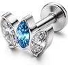 BodyBonita G23 Titanio Helix Piercings Orecchio - 16G Piercing Trago Labret Stud Ipoallergenici Medusa Monroe Labret Lip Conch Oorbel 8mm Blauw CZ