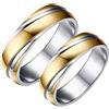 Homxi Anello Nome Personalizzabile,Anelli Acciaio Inossidabile 6MM Oro Argento Anello con Rotondo Anello Coppia Matrimonio Donna 25(65mm) + Uomo 30(70mm)