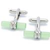EdelManchet Gemelli - Cilindro Pietra Verde con Argento - Asta - 23mm x 8mm - Classico colorato, Matrimonio classico colorato