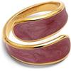 SINGULARU - Anello Abbraccio Granato. Acciaio con Placcatura in oro 18 kt e Smalto. Gioielli da donna.