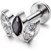 BodyBonita G23 Titanio Helix Piercings Orecchio - 16G Piercing Trago Labret Stud Ipoallergenici Medusa Monroe Labret Lip Conch Earring 8mm Black CZ