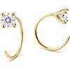 BodyBonita Orecchini Cerchio Donna Argento 925 Ipoallergenici, Semiaperto Huggie Orecchini Piccoli Set Placcati Oro 16K Lobo Piercing