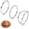 BodyBonita 3 Pezzi Piercing Naso Cerchio - Acciaio Chirurgico 316L 16G CZ Nostril Piercing Septum Daith Trago Helix Orecchino Cartilagine Elice Setto Rook Conch Piercing Naso Anello Argento 7mm
