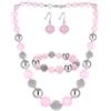 FULU AUTUMN 3 Pcs Parure di Gioielli, Set di Collana con Perle Grandi, Bracciale e Orecchini, Regalo di Compleanno per Donna, Pietra, Nessuna pietra preziosa