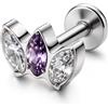 BodyBonita G23 Titani Helix Piercings Orecchio - 16G Piercing Trago Labret Stud Ipoallergenici Medusa Monroe Labret Lip Conch Earring 8mm Purple CZ