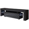 MB Muebles Bonitos, Mobile TV Unai, Soggiorno Moderno, LED RGB, Melamina, Finitura Lucida, Nero, 160x45x35cm