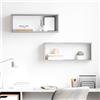Tonture 2 scaffali a cubo in legno grigio cemento, 60 x 15 x 23 cm, 2 pezzi, mensola sospesa come ripiano per libri, spezie, decorazioni, organizer per soggiorno, camera da letto, cucina