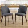 Ya-Home Set di 2 Sedie da Pranzo in Tessuto di Lino con Gambe in Legno, Nero