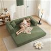 Piaenon Divano letto a coste con telaio fisso e cuscino cilindrico, convertibile in letto, divano lounge da pavimento, per soggiorno, camera da letto e studio, verde