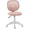 HOMCOM Sedia da Ufficio Ergonomica Senza Braccioli, Sedia per Scrivania Girevole in Tessuto Traspirante a Rete con Schienale a Forma di C, Altezza Regolabile, 53x59.5x81-89cm, Rosa