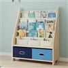 EXPERLAM Libreria per bambini a 4 ripiani, in legno, con organizer per giocattoli, per bambini e bambine