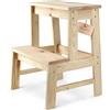 KADAX Scaletta in Legno di Pino con Finitura Naturale e Design Ergonomico, Scaletta da Cucina con 2 Gradini Larghi per Maggiore Stabilità e Sicurezza