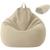 Yunlaishaocer Poltrona Sacco Bambini e Adulti, 100x120 CM Bean Bag (Senza Imbottitura), Pouf Morbido Sacco con Chiusura Lampo, Antipolvere Fodera per Poltrona a Sacco, adatto Soggiorni, Camere (Beige)