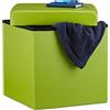 Relaxdays Sgabello, Coperchio, Pouf Contenitore, Poggiapiedi, in Ecopelle, H x L x P: 38 x 38 x 38 cm ca.. verde